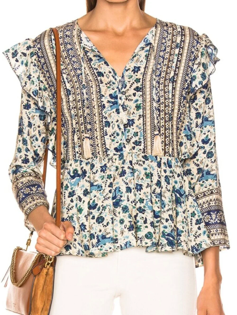 SEA NEW YORK DOE PRINT silk blouse size 4 - Picture 2 of 8
